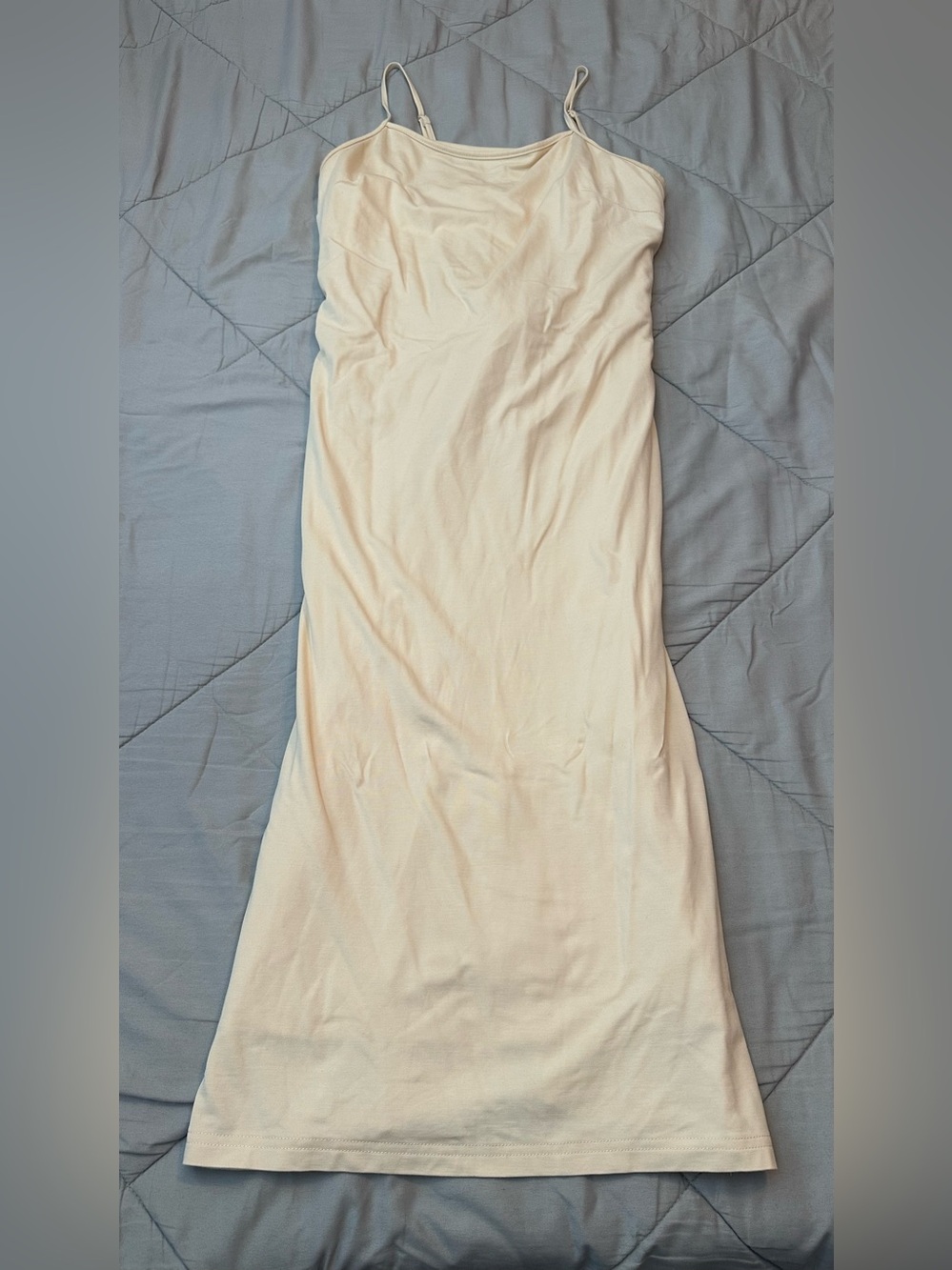 Sleeveless Cream Slip Dress with Spaghetti Straps